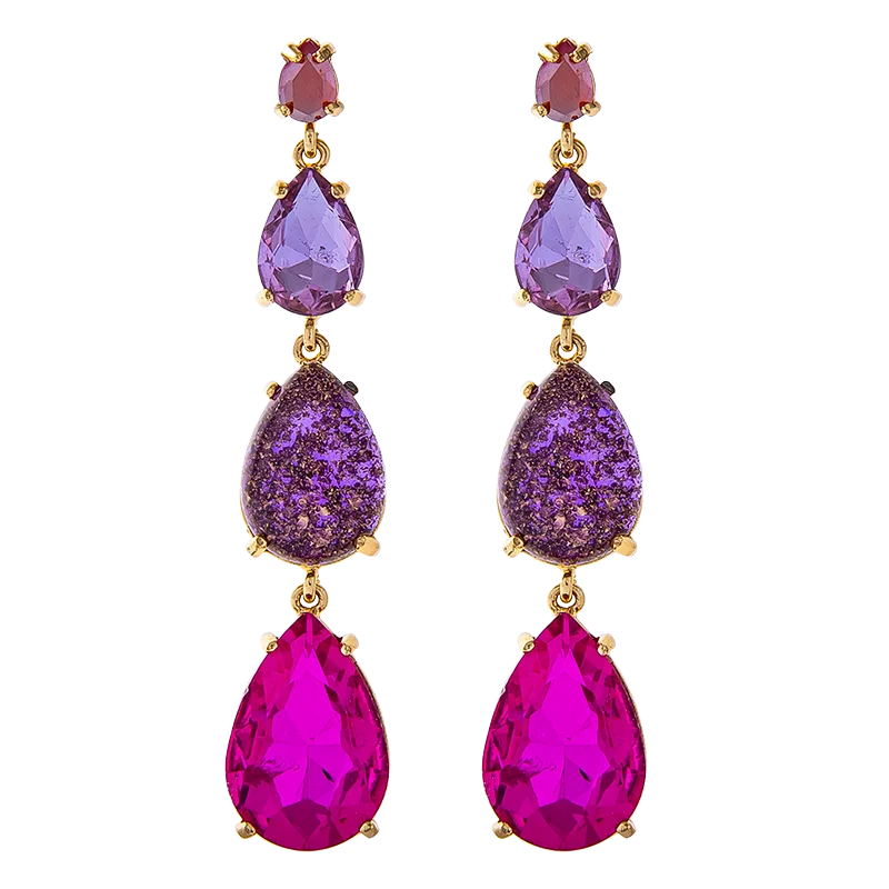 Fashion Colorful Resin Geometric Earrings Long Shiny Water Drop Stud Earrings Crystal Rhinestone Drop
