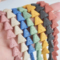 Handmade Beaded Jewelry Accessories-Volcanic Stone Beads with Geometric Triangle Pendant 8mm Size Colorful Rock Beads
