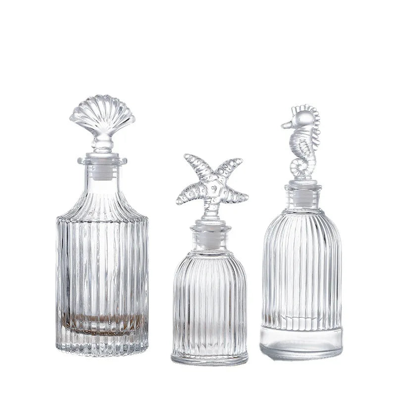 Promotional Indoor Glass Bottle Vertical Stripes Glass Decorations Aromatherapy Bottle