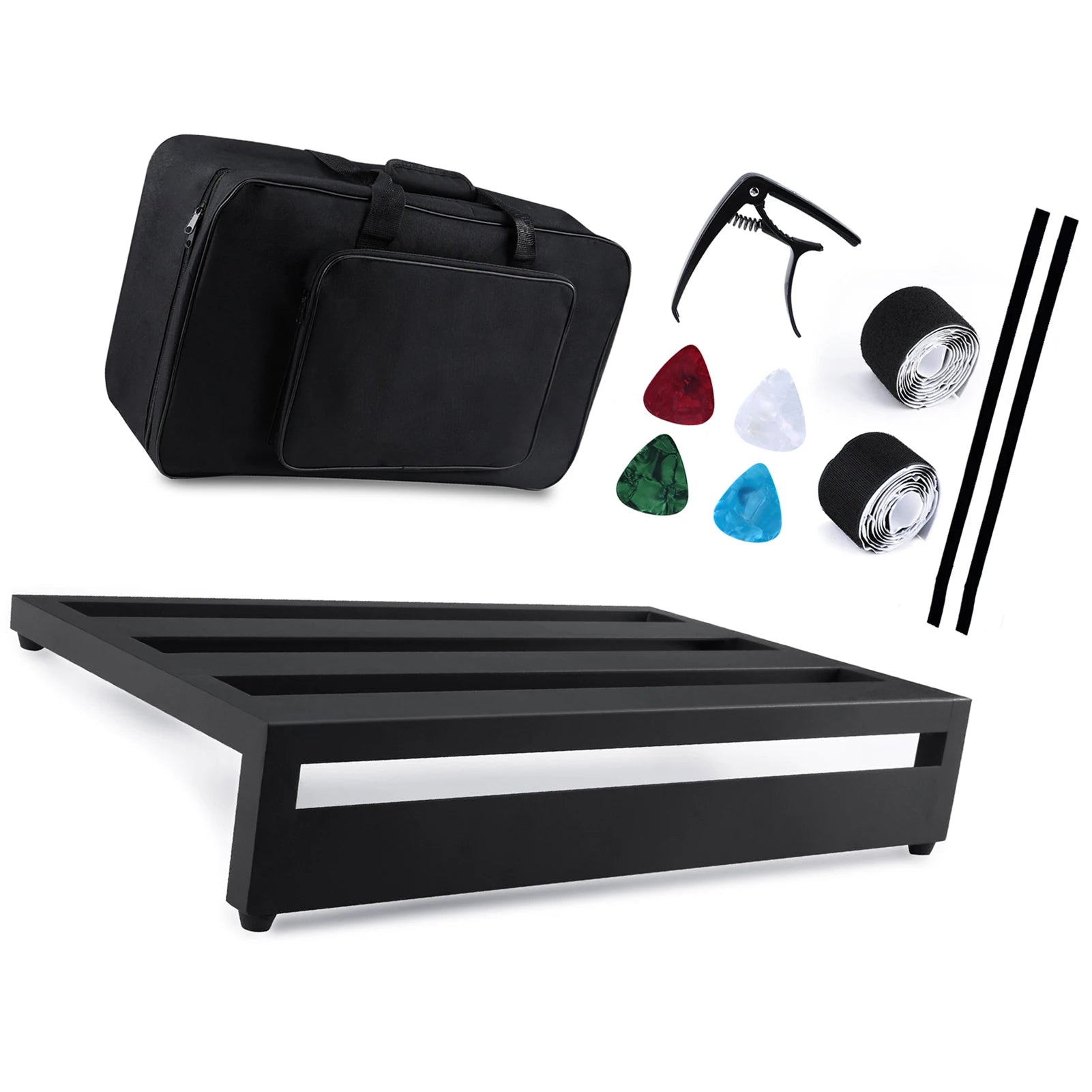 Large Guitar Effect Pedal Board Pedalboard Aluminum Alloy with Carry Bag Capo 4pcs Picks Fixing Tapes
