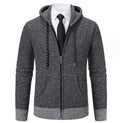 Men's Cardigan Sweater Knitting Winter Full Zipper Long Sleeve Thick Fleece Warm Fur Collar Cardigan Coat
