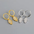 Fashion Ladies Earring Jewelry 925 Sterling Silver Palm Pendant Classic 14k Gold Hoop Earrings Fine Jewelry