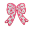 New Hot  Iron on Embroidered Colorful Checkered  Bow Knot Patch for Hat Hoodies Decoration