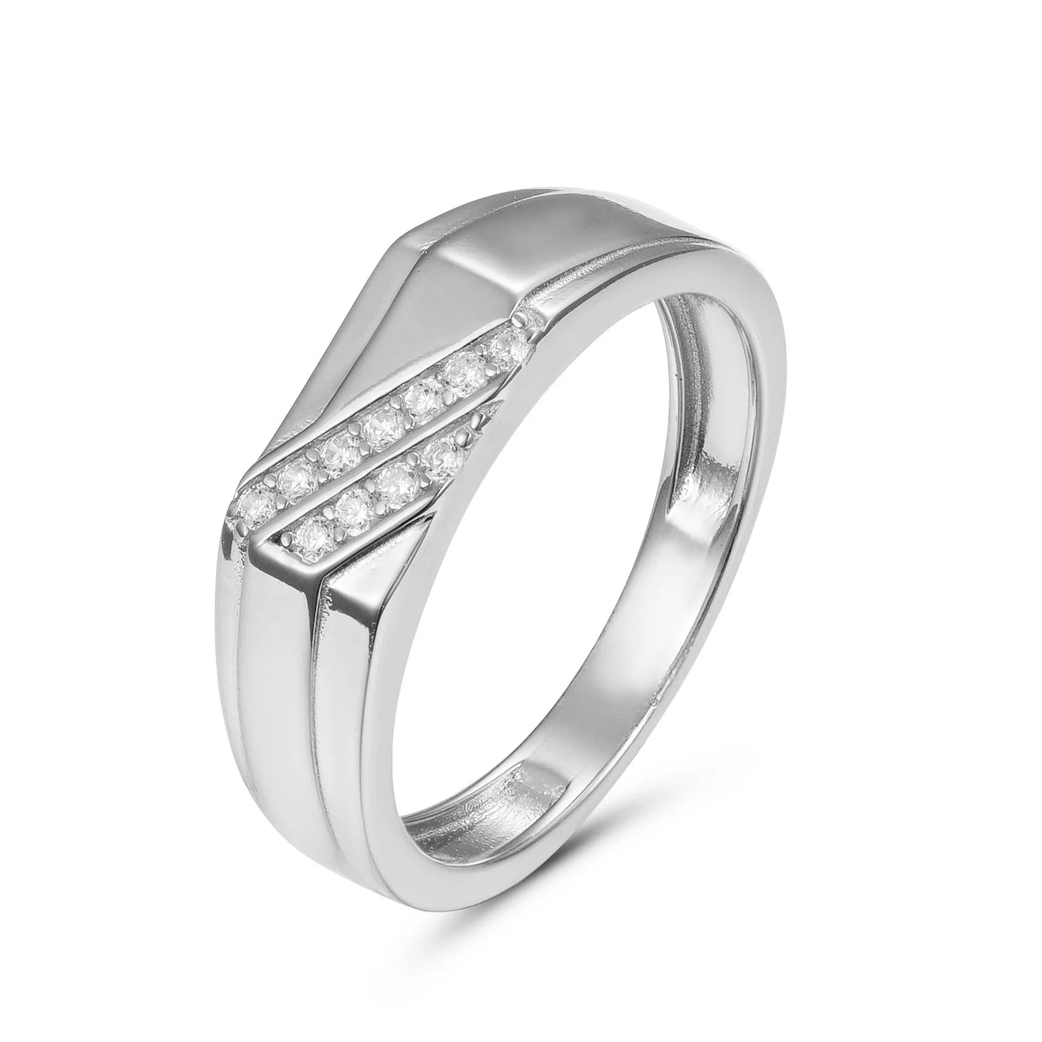Vintage CZ Men Statement Ring S925 Sterling Silver 18K Gold Plated Men Promise Ring Gift