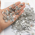 Tibetan Silver Mixed Styles Leaf Heart Key Crown Charms Pendants DIY Jewelry for Necklace Bracelet Making Accessaries