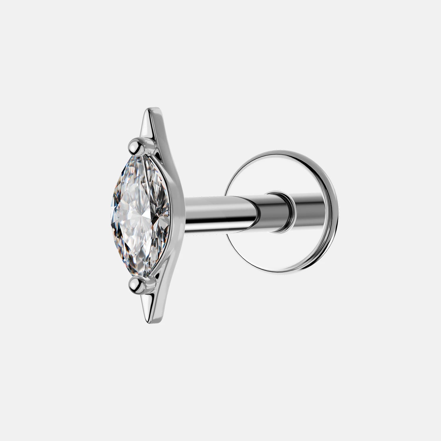 TOPOSH Vertical Stacking Barbell a Three Stone Bezel Setting Labret with an Internal Thread for Cartilage and Helix Use