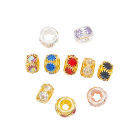 8mm Large Hole Copper Bead Ring with 3D Rhinestone Inlay Loose Sew-on Rhinestones for DIY Jewelry Accessories