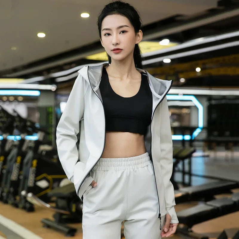 Sauna Sportswear Women's Loose Fitness Yoga Running Sweat Steaming Heating Sweatshirt Body Control Weight Reducing Sportswear