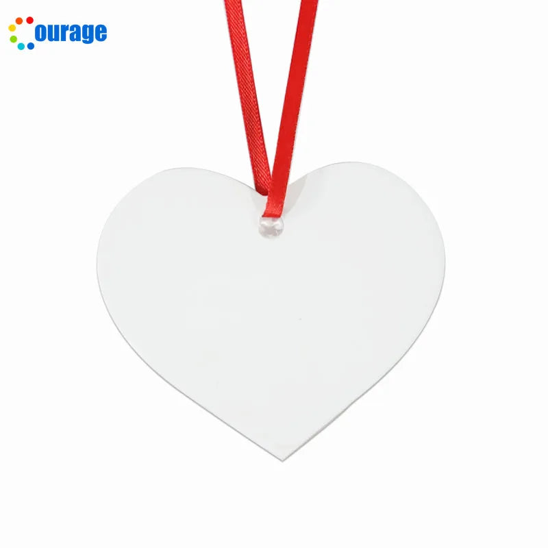 Christmas Tree  Decoration Heart White Sublimation Blank Aluminum Christmas Ornament SDL-A05