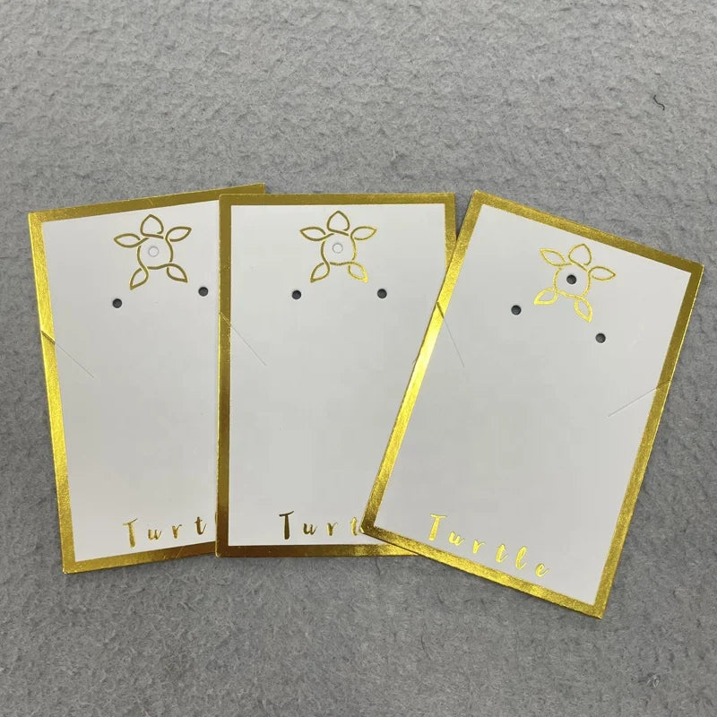 Customize Own Style Jewellery Paper Card Necklace&Earring Paper Display Card Printed Logo Jewelry Packaging Card Gold Edge