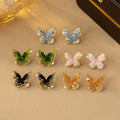 Merryshine Wholesale High-End Trendy Styles Easy Match Forest pink Purple Crystal Butterfly Earrings for Women