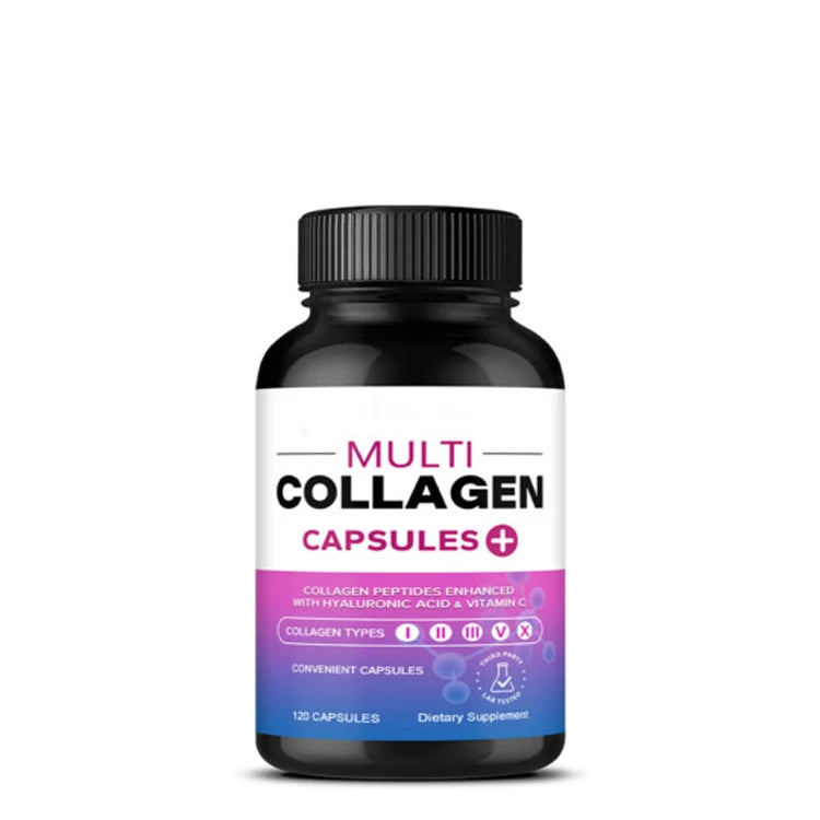 Private Label Multi-Collagen Penptides Capsules Enhanced Hyaluronic Acid Vitamin Capsules