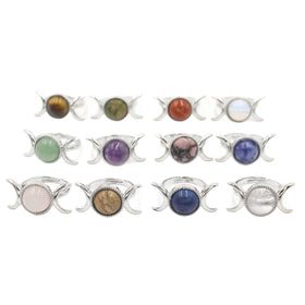 Classical Style Natural Gemstone Earring Chakra Healing Crystal Sliver Alloy Earring Anniversary Gift for Friend