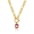 Fashion Luxury Ins Style Pink Zircon Pendent Necklace Personalized Trend Non Tarnish OT Buckle Necklace Fashion Party Jewelry