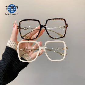 Teenyoun 2024 Square Black Frame Optical Glasses Large Full Frame Designer Clear Lens Glasses Eyeglasses