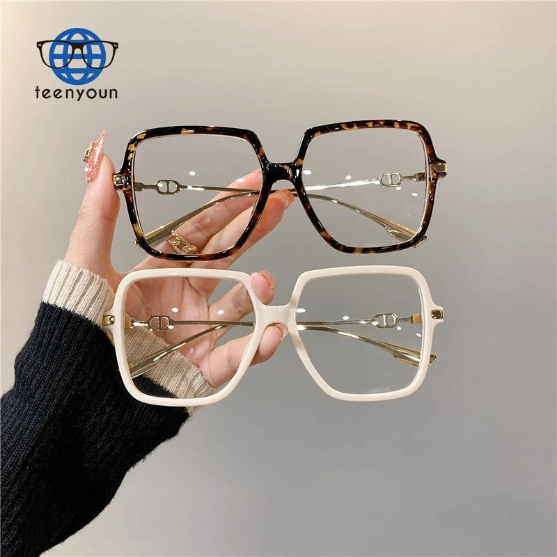 Teenyoun 2024 Square Black Frame Optical Glasses Large Full Frame Designer Clear Lens Glasses Eyeglasses