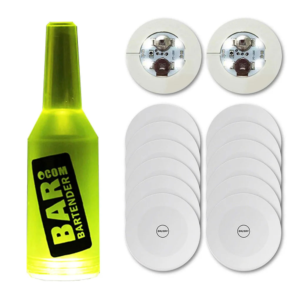 Customized Color Flashing Illuminated Bottle Light up Drink Sticker Cup Round Shape Diameter 6cm Led Coaster