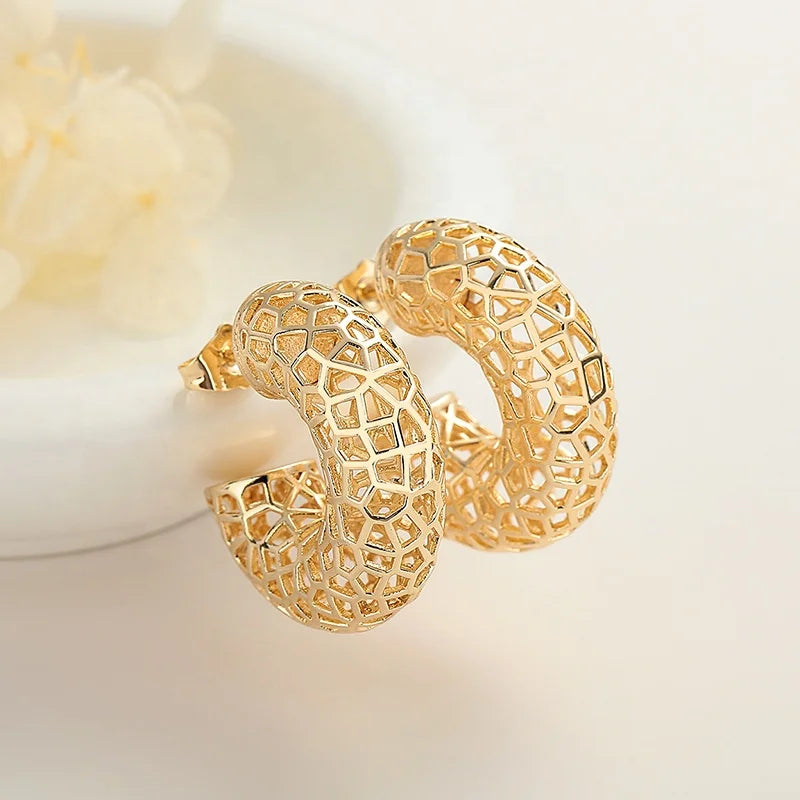 Hengdian Laminated Jewelry Gold Plated Earrings 18k Women'S Gift Jewelry Drop Copper Alloy Zircon Earrings Wholesale Fashion