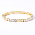 Trendy Hip Hop Tennis Bracelet: Gold Plated Prong Pave AAA Cubic Zircon Spring Clasp Tennis Bangles 3mm 4mm 5mm