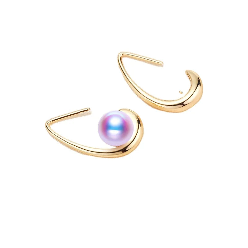 Wholesale Latest Design Pearl Earrings Mountings Ear Hook Mounts Whole Body Gold Plating No.4