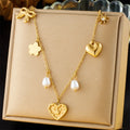 Stainless Steel Crown Pendant Necklace Jewelry 18k Pvd Gold Plated Non Tarnish Heart Flower Bow Charm Necklace for Women