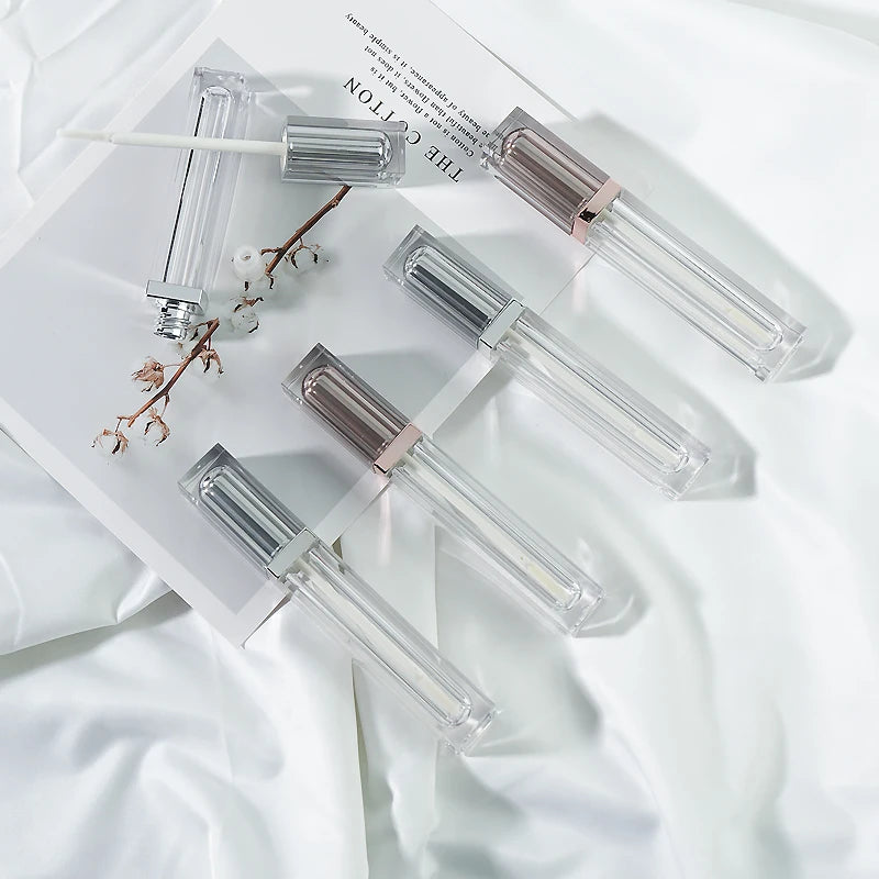 CY303 7ml Lip Gloss Tube Rose Gold Silver Empty Lipstick Tube square Lipstick Tube with Wand Lip Gloss Packaging Private Label