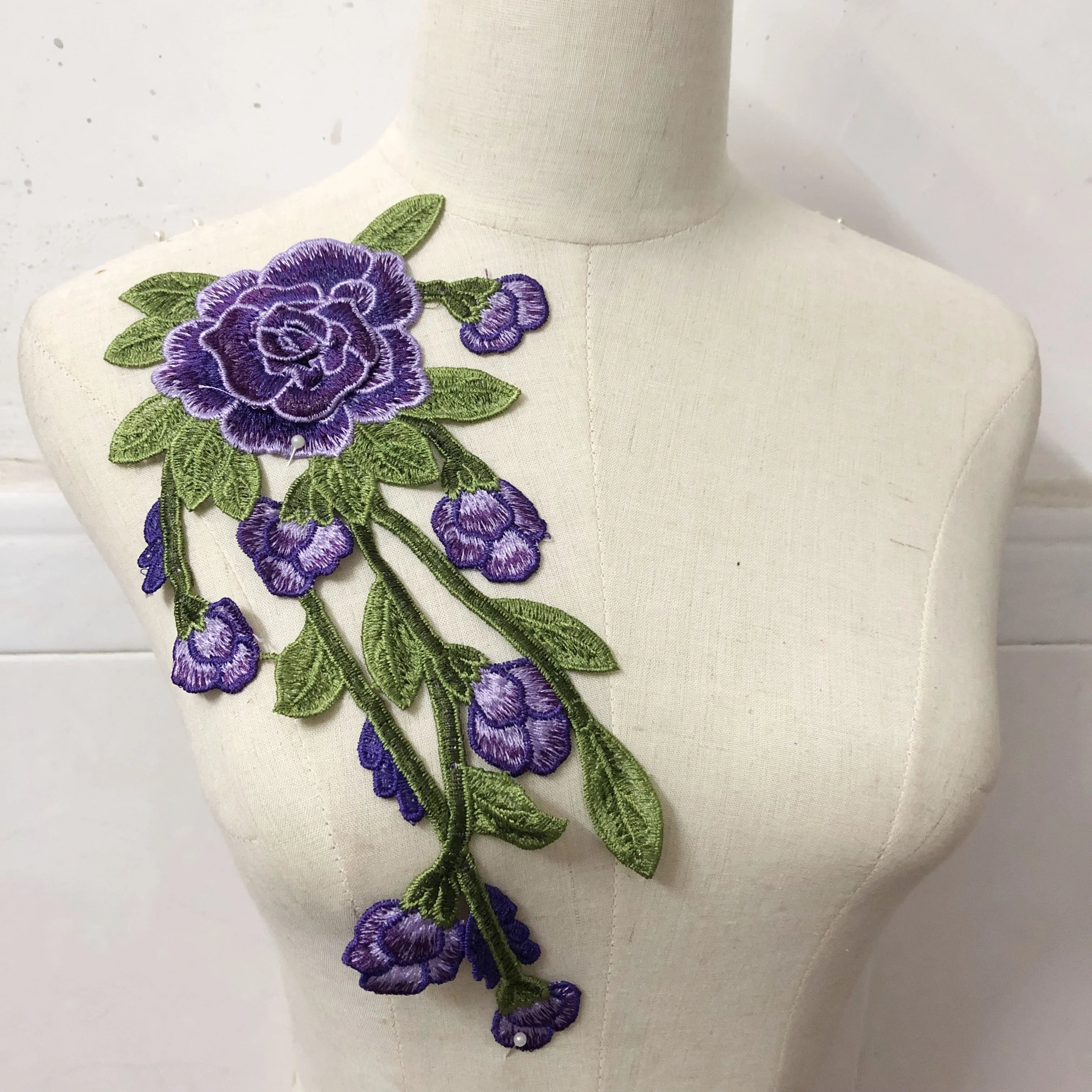 Multi Colors 3d Floral Water-soluble Embroidery Lace Applique Clothing Embellishment LT2624A
