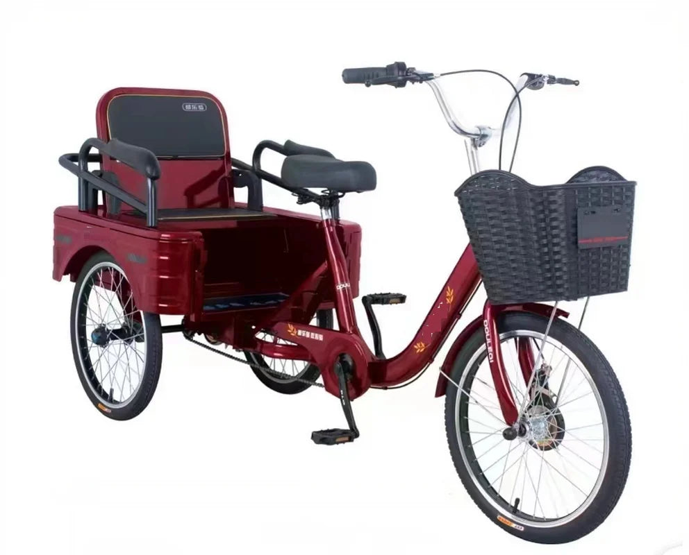PBEVDLQNo. 2 Tricycle Elderly Bicycle Rickshaw Small Portable  Pedicab Aluminum Alloy Frame Trike