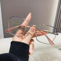 2023 Unisex White Frame Cat Eye Spectacle Women's Blue Light Blocking Color-Changing Glasses for Computer Use