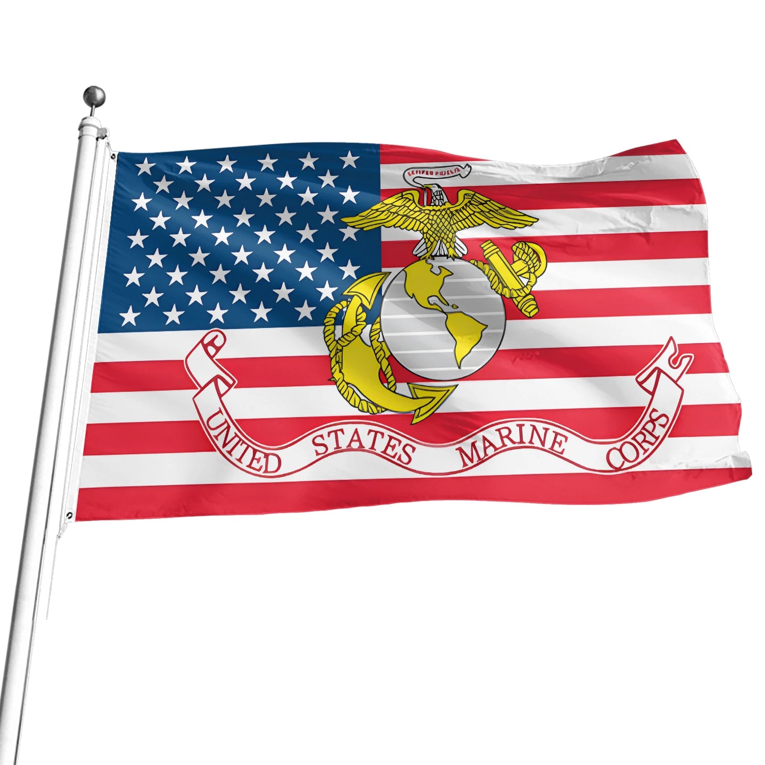 Promotional 3x5ft Factory Wholesale Custom US Marines Flag 100% Polyester Outdoor Decorative Hand Flag Made Satin Nylon Plastic