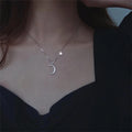 Custom Design Moon Stars Necklace Silver Women Gift Zircon Stars Necklace
