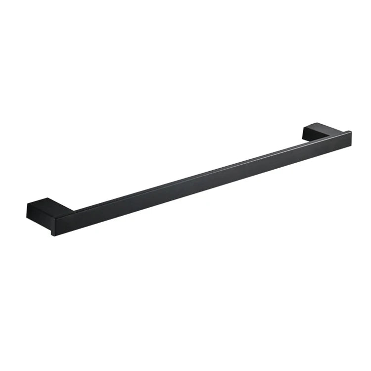 Modern Hotel Bathroom Square Black Brushed Stainless Steel Single Towel Bar with Heater