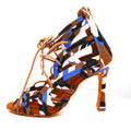 Evkoodance 10cm High Heel Camo Color Women Latin Salsa Ballroom Dance Shoes Canvas Material Cotton Lining Genuine Leather