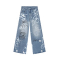2025 New Design Fashion Baggy Denim Jean Wholesale Designer Jeans Men Blue Baggy Graphic Jeans