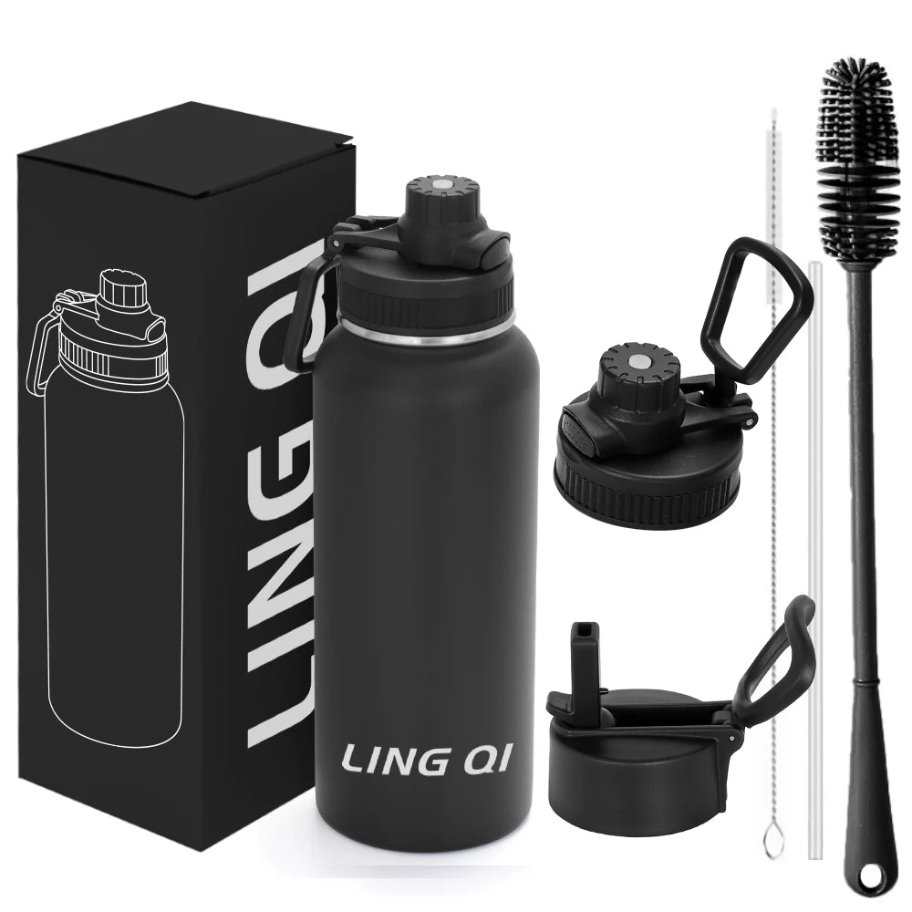 1 Litre Double-Walled Stainless Steel Vacuum Flask Durable Drinkware for Travel for On-The-Go Thermos