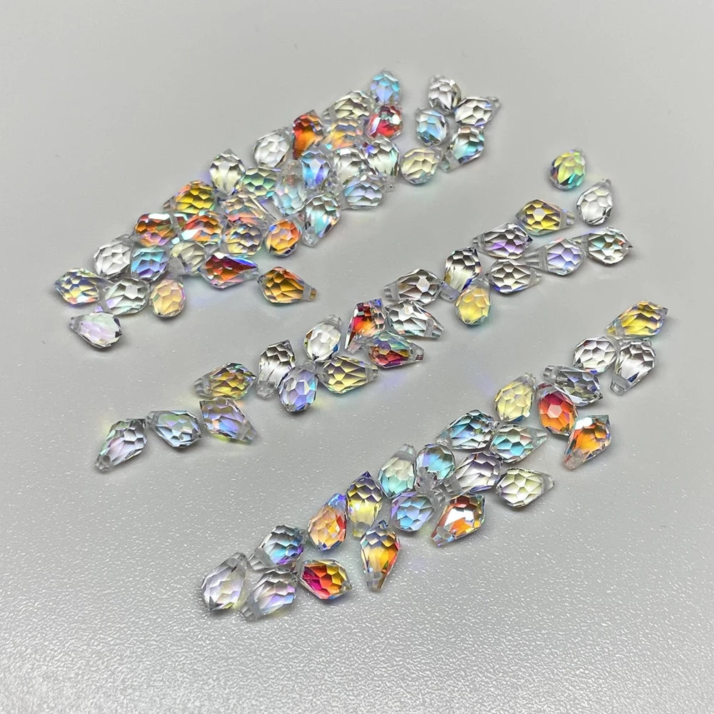 Hot Sale 4x7mm Aurora Borealis Water Drop Glass With Hole Faceted Glass Accessories