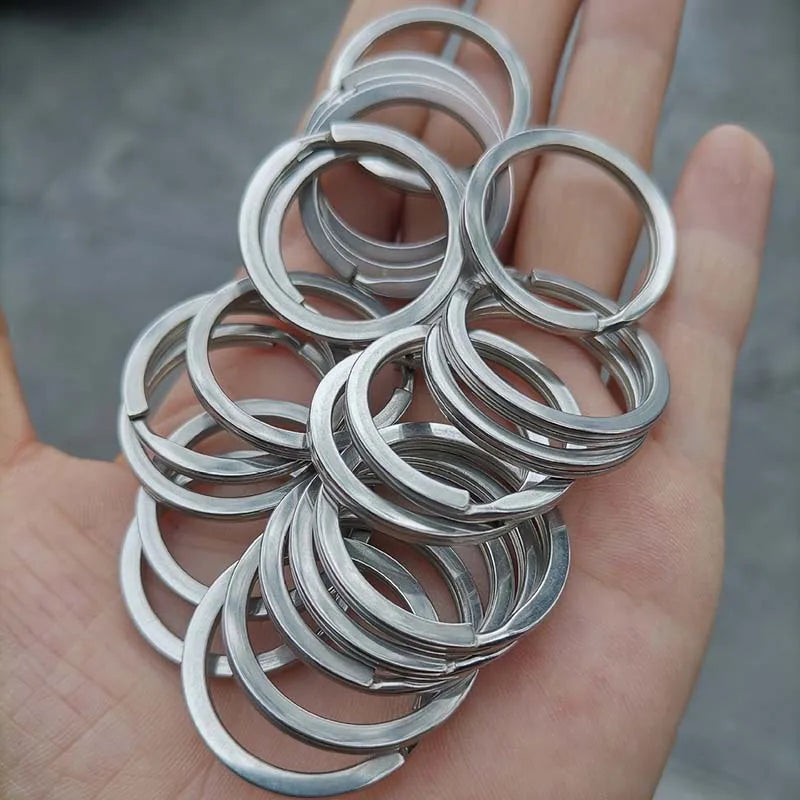 Stainless Steel Split Key Ring Round Flat Hang Chain Hook Diy Craft Key Fob Hardware Accessories 35mm Clasp Connector