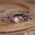 YueTong Pink Natural Stone Rhodonite Beads Braided Bracelets Center Charm Macrame Wrap Bracelet for Women Jewelry Gift Wholesale