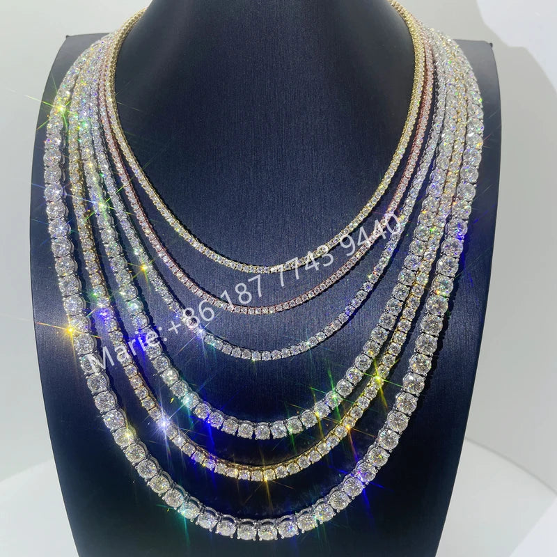 S925 With Moissanite 3mm 4mm 5mm 6.5mm Wide Diamond Tennis Bracelet Vvs Moissanite Tennis Chain Factory Price