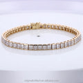 14K Yellow Gold Princess Cut 3x3mm Synthetic Moissanite Stone Chain Tennis Bracelet