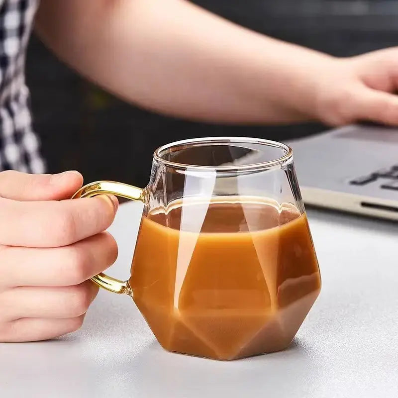 Custom logo High Temperature Resistance Transparent Glass Cup with Handle