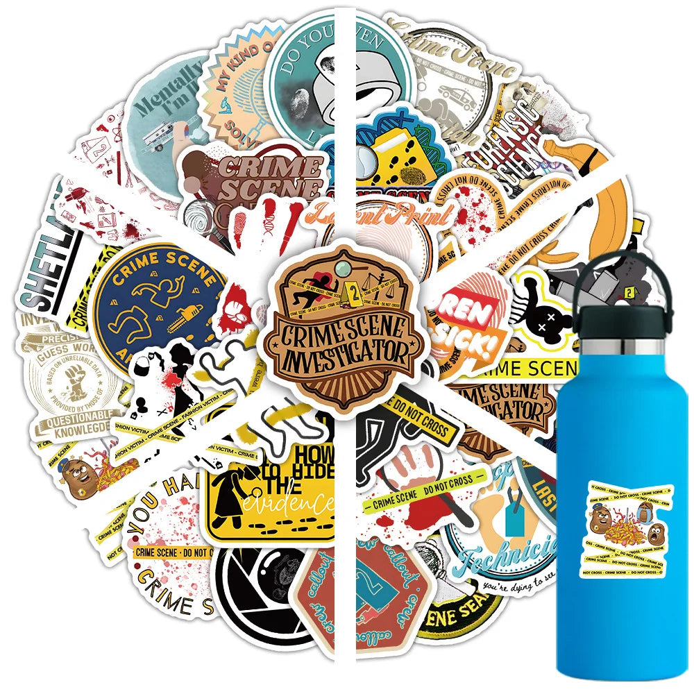 50PCS Waterproof funny forensic foren crime scene sticker