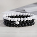 3Pcs Natural Stone Yin Yang Elastic 8mm Lava Stone Howlite Oil Diffuser Bracelets Women Men Couple Friendship Gift