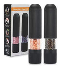 2pcs Automatic Pepper Grinder Set Electric Salt Pepper Mill Adjustable Coarseness Ceramic Core Kitchen Grinding Gadgets