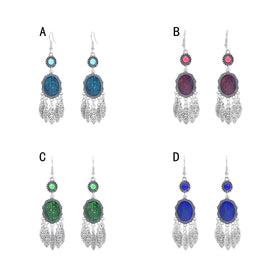 Leaves Tassels Women Drop Earrings Vintage Bohemian Ethnic Charms Earrings