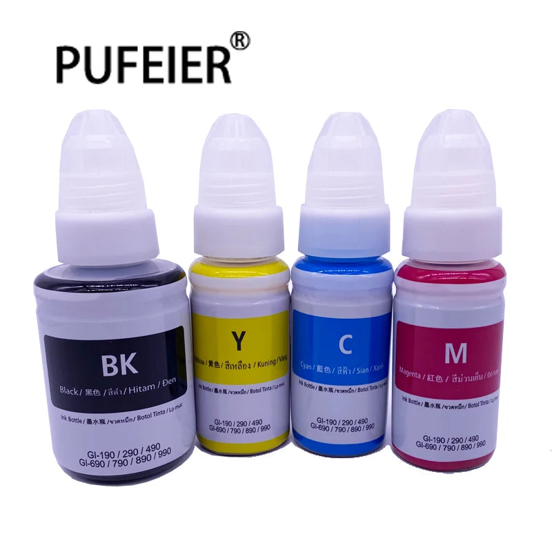GI190 GI490 GI690 GI790 GI890 Bottle Refill Dye Ink Compatible for Canon G2100 G3100 G3102 G4100 G3200 G4200 Inkjet Printer Ink