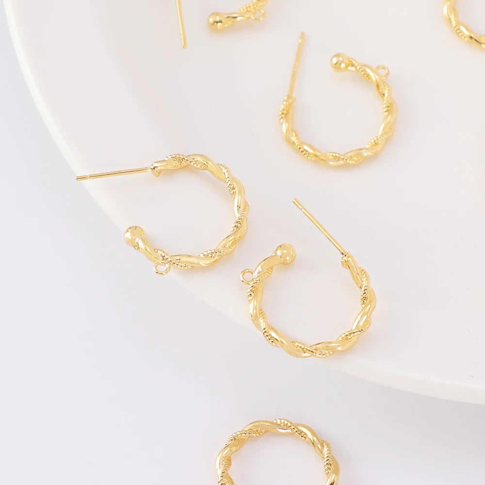 Earring Charms Hoop Earrings Fancy Earring Hooks for Jewelry Making 18k Gold Plated Geometric Brass Environmental Friendly 50PCS