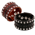 2025 New Popular Punk Wide Cowhide Rivet Bracelet Hand Woven Bracelet for Man