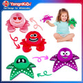 Wholesale Customizable ODM Super Soft PP Cotton Fabric Embroidered Crab Octopus Animal Face Changing Plush Toys