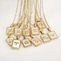 Zodiac Stainless Steel Pendant Genuine Shell 12 Zodiac Necklace 18K Gold Plated White Natural Shell Jewelry